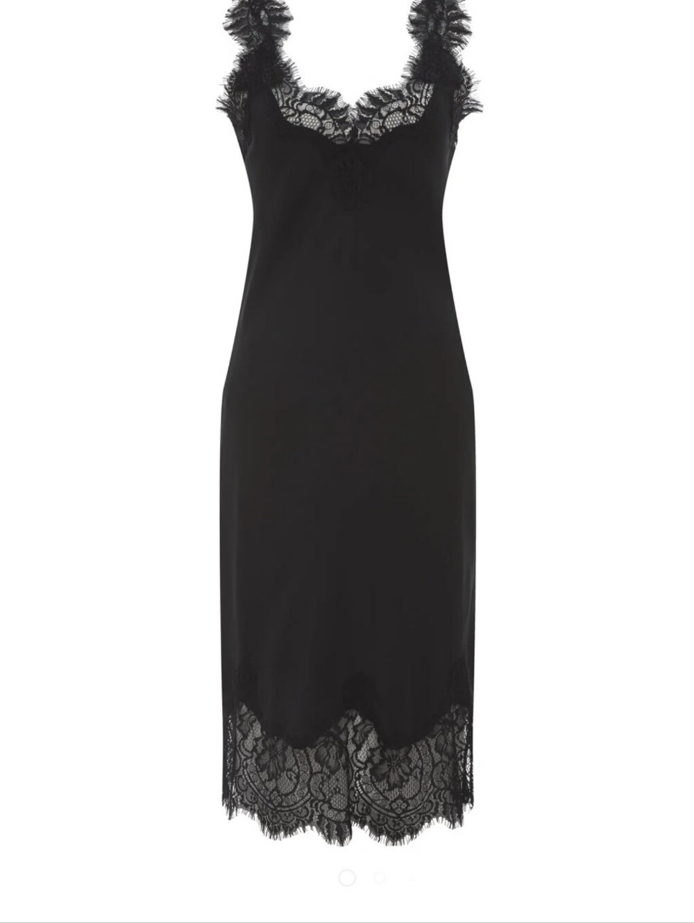 Black Lace-Trim Satin Slip Dress  Shell 100%Silk-Trim 65%Viscose20%cotton15%nylo